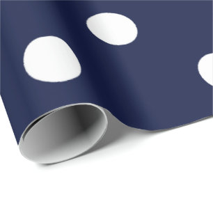 Papier Cadeau Polka Petits points Bleu Marine Blanc Classique Él