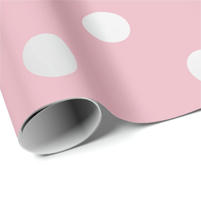 Papier Cadeau Polka Petits Points Rose Poudre Noir Gris Argent (Coin rond)