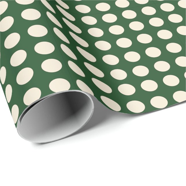 Papier Cadeau Polka point vert ivoire couleur Polka point (Coin rond)