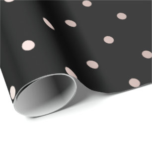 Papier Cadeau Polka Small Dots Stripes Black Rose Powder Pastel