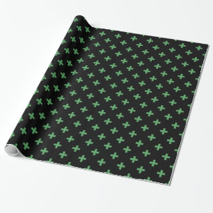 Papier Cadeau Polka verte croise sur noir