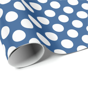 Papier Cadeau Polkadot blanc sur Arrière - plan bleu marine