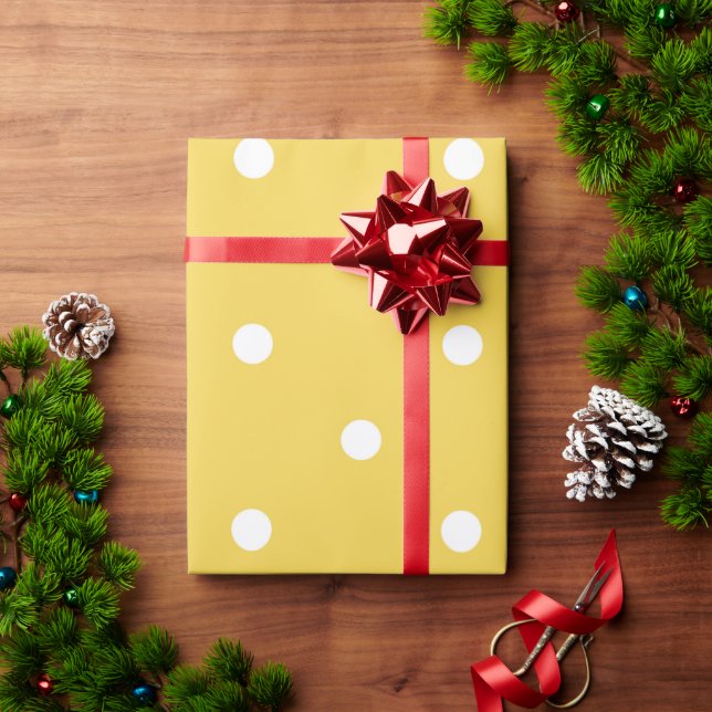 Papier Cadeau Polkadot jaune (Cadeau de vacances)