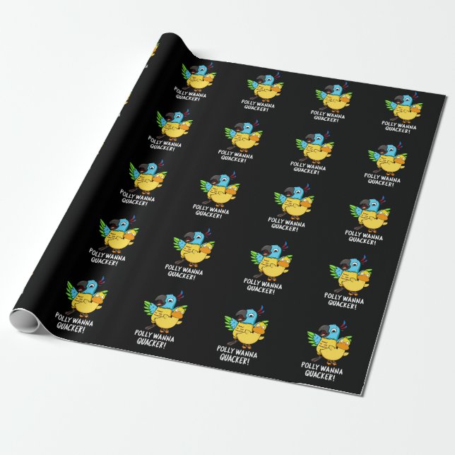 Papier Cadeau Polly Wanna Quacker Funny Animal Pun (Déroulé)