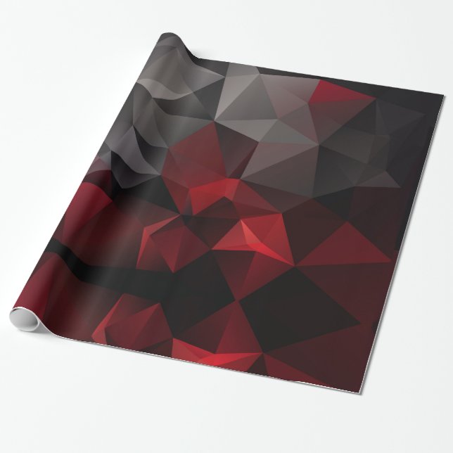 Papier Cadeau Polygonal, noir et rouge (Déroulé)