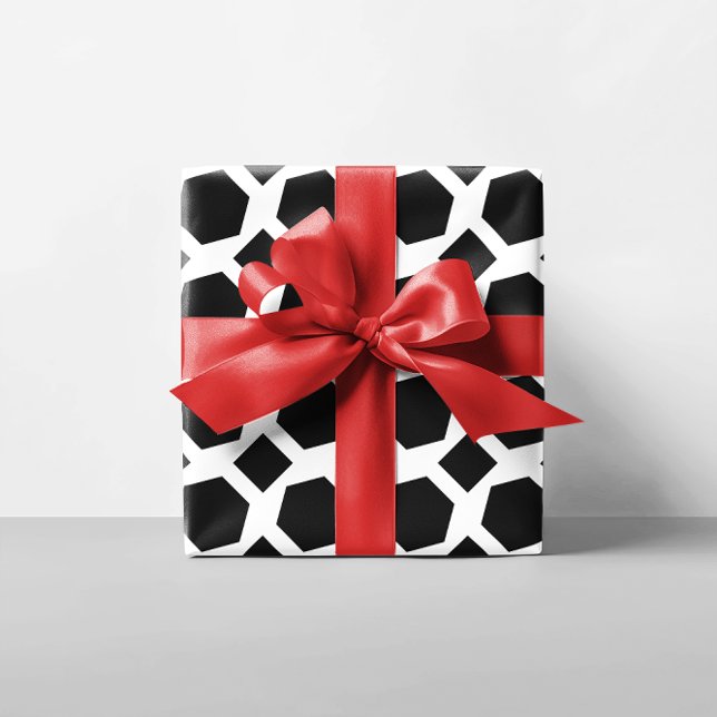 Papier Cadeau Polygones blancs et noirs (White and Black Polygons Wrapping Paper)