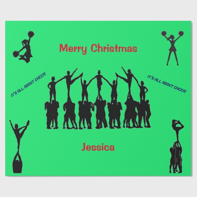 Papier Cadeau Pom-pom girl "Joyeux Noël" (Plat)