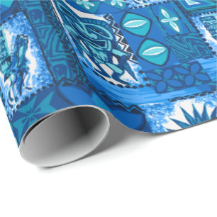 Papier Cadeau Pomaika’i Tiki Hawaiian Vintage Tapa à deux fac
