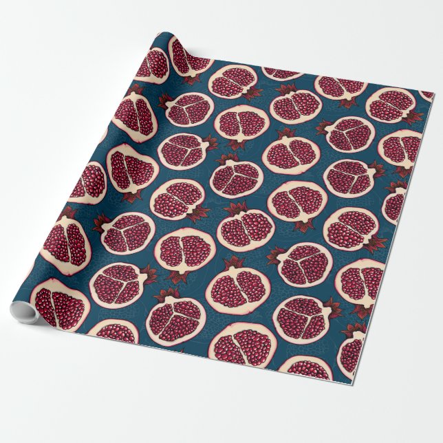 Papier Cadeau Pomegranate slices wrapping paper (Déroulé)