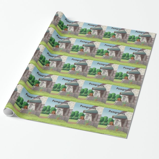 Papier Cadeau Pomeranian sur Granite (Pomegranite) Drôle (Déroulé)