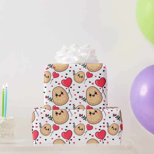 Papier Cadeau Pomme de terre romantique de la Saint-Valentin (Cadeaux de fête)