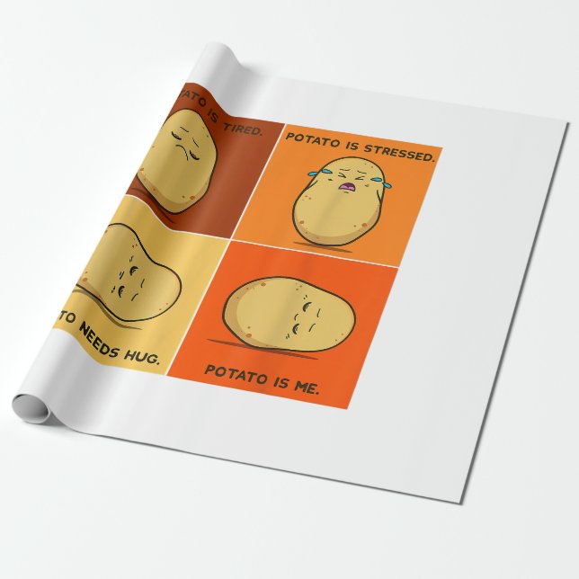 Papier Cadeau Pomme de terre Spud Racine Légumes Tater Vegan Lov (Déroulé)