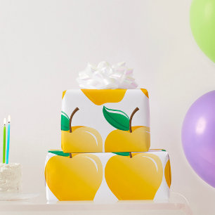 Papier Cadeau Pomme dorée Fruit jaune brillant