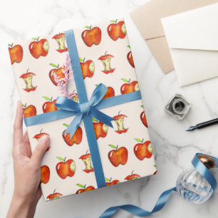 Papier Cadeau Pomme pour l'enseignant École de fruits rouges Édu