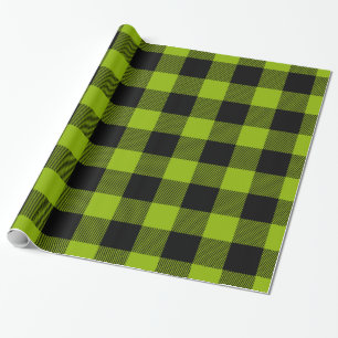 Papier Cadeau Pomme vert noir grand bison Plaid