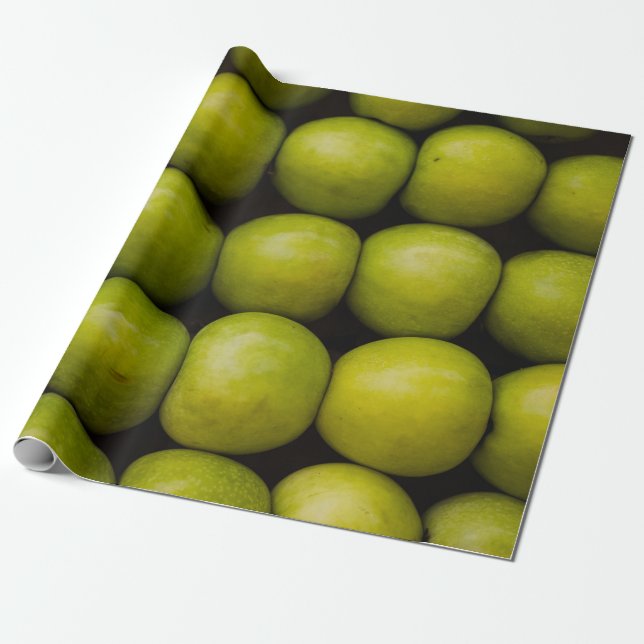 Papier Cadeau Pommes fruits aliments pommes vertes (Déroulé)