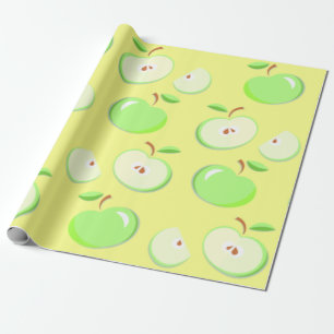 Papier Cadeau Pommes motif vectoriel vert