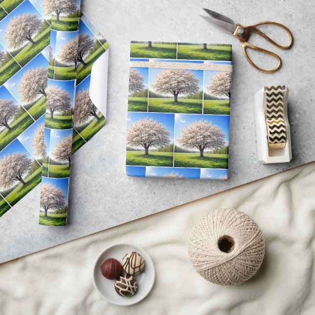 Papier Cadeau Pommier en fleurs au printemps (Artisanat)