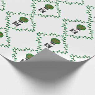 Papier Cadeau Pommier Topiaire Vin Vin Rouge Black Wrapper Pa