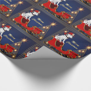 Papier Cadeau Pompier Chien De Feu Sur Père Noël Sled Arbre De N