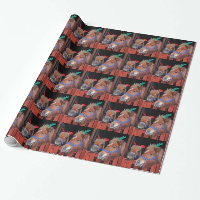 Papier Cadeau Poneys de Noël (Déroulé)