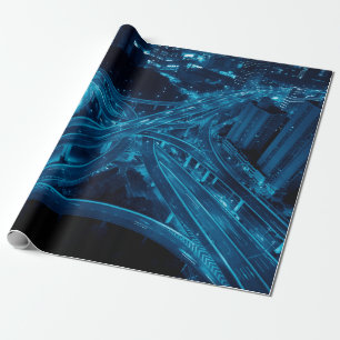 Papier Cadeau pont surélevé de la route Yanan à Shanghai la nuit