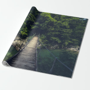 Papier Cadeau Pont suspendu simple rivière Idrijca, Slovénie