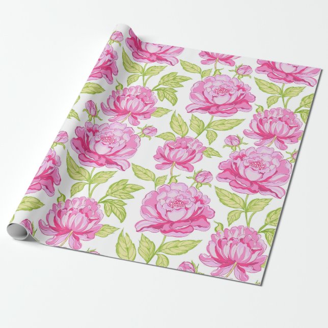 Papier Cadeau Pony rose Floral (Déroulé)