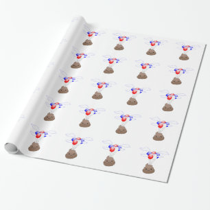Papier Cadeau Poo Emoji Voler Avec Ballons