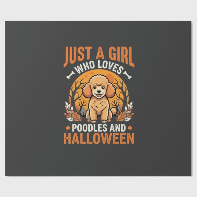 Papier Cadeau Poodles Halloween Fille Conception Amoureux de Chi (Plat)