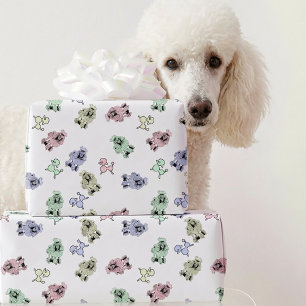 Papier Cadeau Poodles Pastel