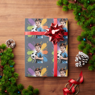 Papier Cadeau Pop Art Boys Football Anniversaire Bash Favoriser