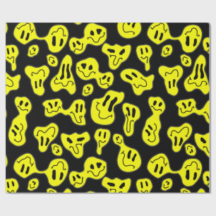 Papier Cadeau pop art fusion de visages heureux rétro années 199