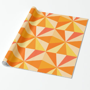 Papier Cadeau Pop Art Modern 60s Funky Geometry Rays in Orange