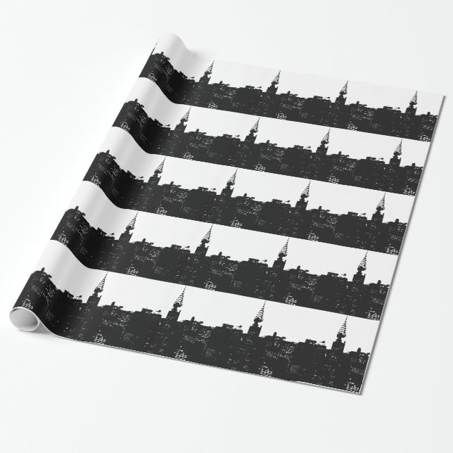 Papier Cadeau Pop Art New York Silhouette (Déroulé)
