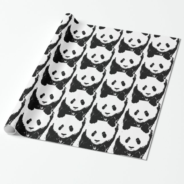 Papier Cadeau Pop Art Panda cadeau de Noël enveloppé (Déroulé)