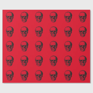 Papier Cadeau Pop Art rouge crâne
