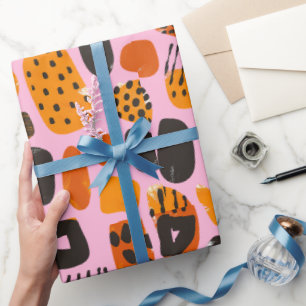 Papier Cadeau "Pop de la savane : vibrations tribales en orange
