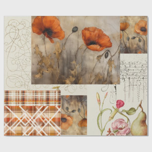 Papier Cadeau Poppies et Plaid pour découpage ou cadeau