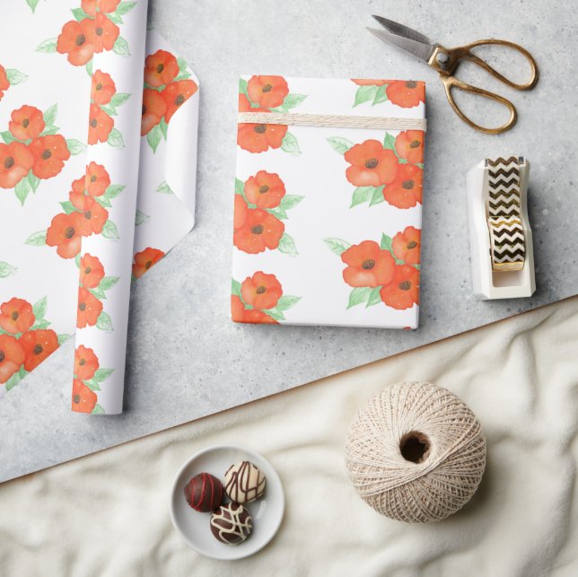 Papier Cadeau Poppies orange (Artisanat)