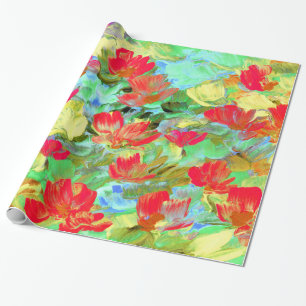 Papier Cadeau Poppies rouges Abstraites