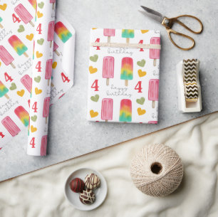 Papier Cadeau Popsicles de crème glacée estivale sur mesure