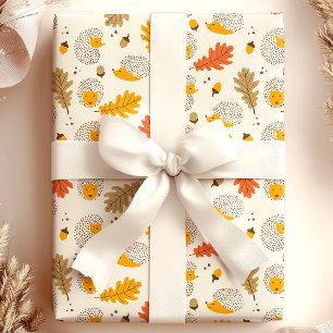 Papier Cadeau Porcupine Automne Floral Feuilles Motif
