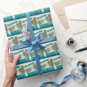 Papier Cadeau Port de Milwaukee Wisconsin   Ville de Brew