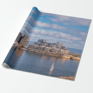 Papier Cadeau Port de Sliema et gratte-ciel à Malte