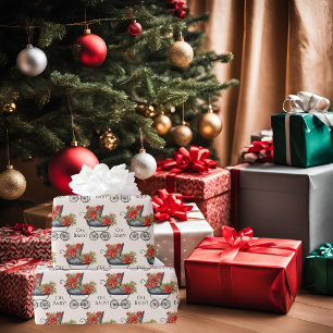 Papier Cadeau Porte bébé Poinsettia Oh Baby Christmas