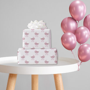 Papier Cadeau Porte-bébé vintage Joli motif floral rose