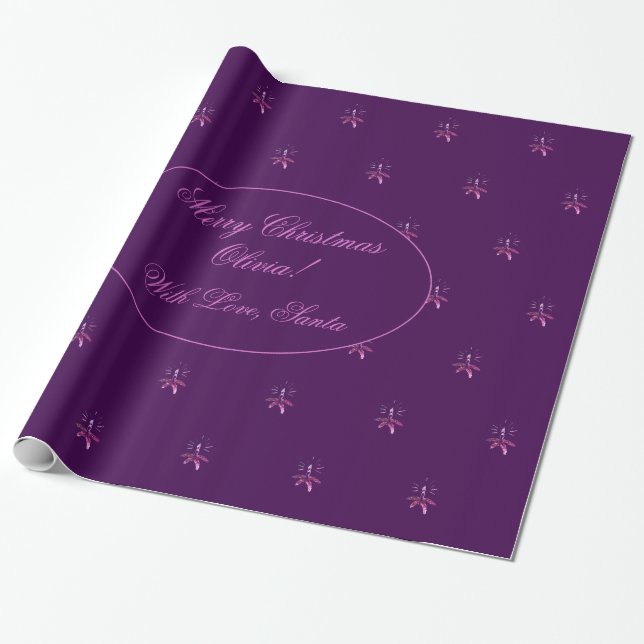 Papier Cadeau Porte-bougies rose violet élégant Noël (Déroulé)