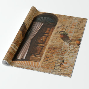 Papier Cadeau PORTE Brown EN BOIS SUR MUR BROWN EN BRIQUE