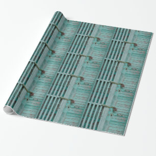 Papier Cadeau Porte Turquoise Patinée